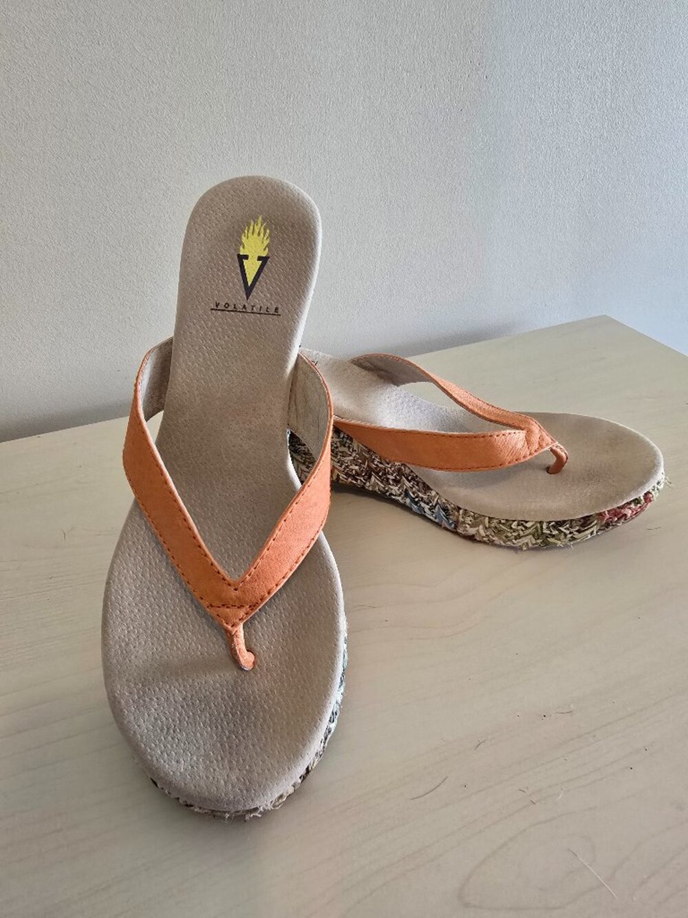 Volatile Orange Wedge Sandals  size 8